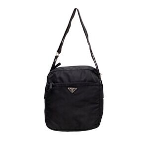 Prada Women's Black Nylon Crossbody Shoulder Bag‎ Triangle Logo Plate Crossbody